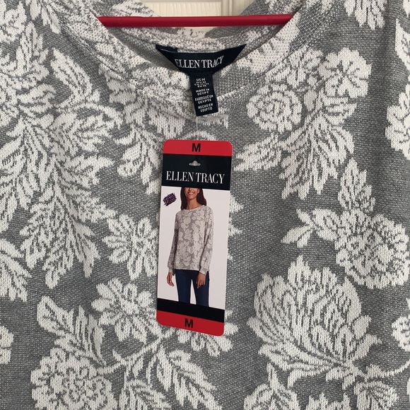 Ellen Tracy Women's Jacquard Crewneck Pullover - Picture 3 of 4